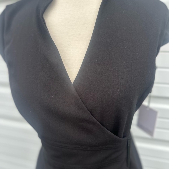 Calvin Klein Black Sheath Midi Dress V-Neck size 4 - Picture 2 of 14